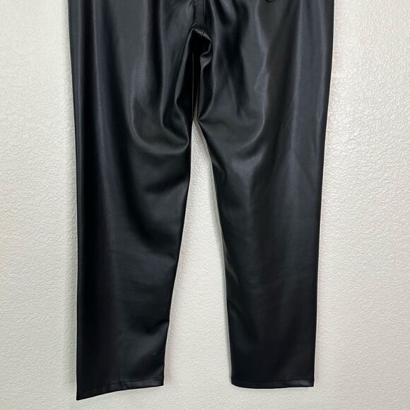 Zara Black Faux Leather Straight Leg High Rise Pants, Size 8 - Picture 10 of 13